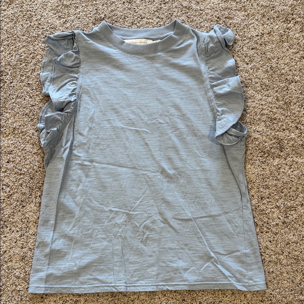 Bishop & Young Blue Ruffle Sleeve Top